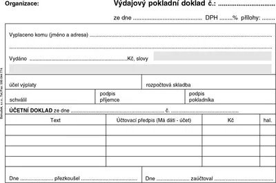 Obrázek produktu pro Baloušek Tisk výdajový pokladní doklad i pro podvojné účetnictví A6 eko