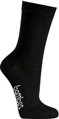 Produktbild von TippTexx 24 6 Paar Bambus Kinder Socken, handgekettelt für Mädchen/Jungen, Schwarz, Größe 31-34