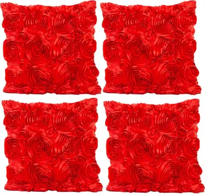 Obrázok produktu pre Rosen Blumen Design: Dekoračný vankúš, jedno farba, vankúš pre domov, sedačku, kanceláriu, vonkajšie priestory, gauč, spálňu, izbu, hotel, 40x40 cm, sada 4 kusov (červená)