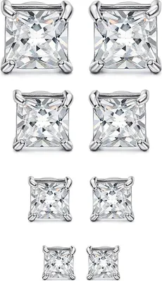 Produktbild von 4 Paare Edelstahl Magnetische Ohrstecker für Männer Frauen Non-piercing Clip on Ohrringe Zirkonoxid 5,6,7,8mm