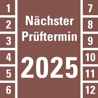 Produktbild von Dreifke® Aufkleber I Prüfplakette Nächster Prüftermin 2025, braun, Dokumenten...