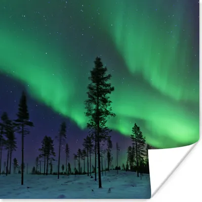Produktbild von MuchoWow® Poster Nordlichter - Schweden - Boom 50x50 cm - Wohnzimmerdekoration