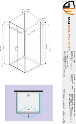 Produktbild von Glaswerk Westfalen- Nora 100x80x100cm U Duschkabine Klarglas