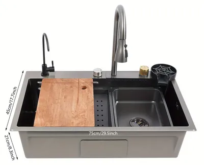 Produktbild von Spülbecken aus Edelstahl – Küchenspülbecken – Einbau-Spülbecken – Spülbereich – Spüleinheit – 75 cm Breite