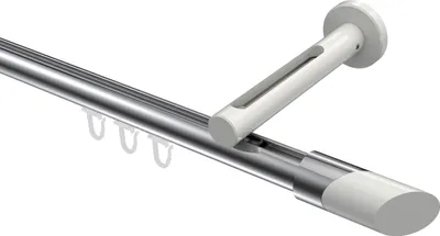 Produktbild von Interdeco Innenlaufstange / Gardinenstange mit Innenlauf Chrom / Weiß, Typ Siteno Verano (Schräge Bicolor), 20 mm Ø 1-läufig, 200 cm