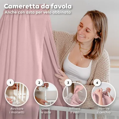 Immagine prodotto di Cielo per lettino Rosa cipria, senza asta - Baldacchino in mussola