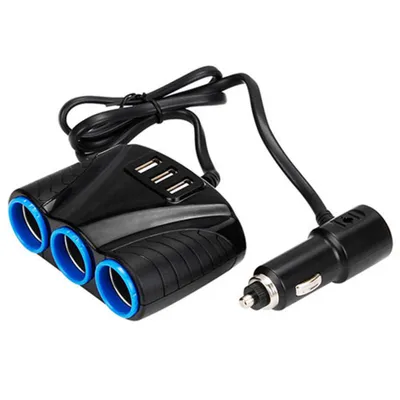 Produktbild von I47C 3-fach Zigarettenanzünder Verteiler 120W – Auto Mehrfach-Ladegerät mit 3× USB, 12–24V KFZ Steckdose
