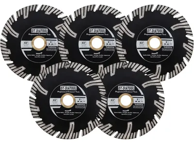 Immagine prodotto di Disco diamantato da taglio turbo da 115 mm per granito, marmo, cemento, muratura, confezione da 5 pezzi