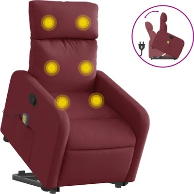 Produktbild von vidaXL Massagesessel mit Aufstehhilfe Weinrot Stoff
