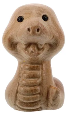 Produktbild von Handgeschnitzte Holzfigur einer Schlange - Dekoration für Schreibtisch zu Chinesischem Neujahr und Frühlingsfest