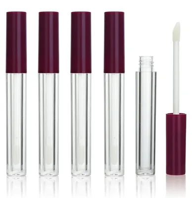 5 leere Lipgloss-Tuben, 1,5 ml, lila, mit Applikator