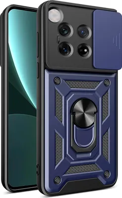 Obrázek produktu pro Pouzdro pro OnePlus 12, TPU Nárazník Silikonové Pouzdro s Kroužkem Stojánek, Ochrana Kamery Modrý