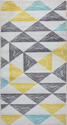 Produktbild von BELIANI Teppich Grau mit Gelb 80 x 150 cm mit Dreieckmuster Bedruckt Rechteckig Geometrisches Muster Modern