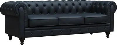 Produktbild von Chesterfield-Sofa "Aliza" - 208 x 82 x 70 cm - 3-Sitzer - Schwarz