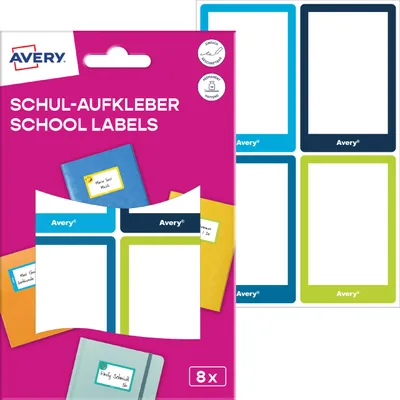 Image de AVERY Zweckform SCHOOL8G AVERY Zweckform Schuletiketten Rahmen, farblich sortiert, 8 Etiketten
