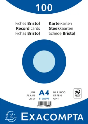 Produktbild von Exacompta Karteikarte 10316E DIN A4 blanko blau 100 St./Pack.