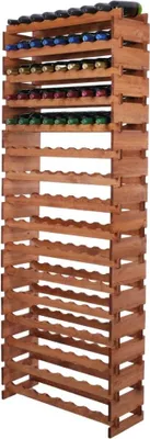 Produktbild von Weinregal VINOTECA FLEX PRO | HxBxT 219x84x28cm | 128 Flaschen auf 16 Ebenen | Massives Kiefernholz | Braun geölt