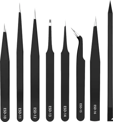 Obrázok produktu pre 7ks ESD pinzeta sada Antistatický nástroj na opravu z nehrdzavejúcej ocele Modelovanie laboratórnych prác
