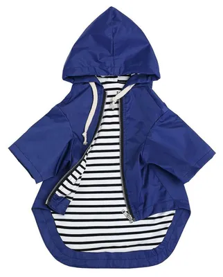 Immagine prodotto di Impermeabile per cani con cappuccio, colore blu, taglia XS