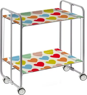 Immagine prodotto di DON HIERRO - Carrello di servizio pieghevole BAUHAUS con rotelle - struttura in metallo grigio, 2 livelli, 4 posizioni