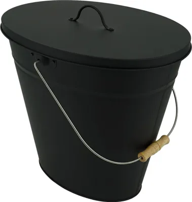 Produktbild von Valo Ascheeimer oval mit Deckel, 24 Liter, Schwarz, Hitzebeständig