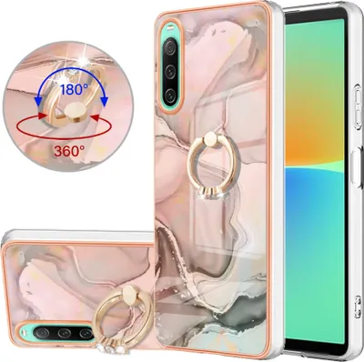 Image de Etui pour Sony Xperia 10 IV, étui de protection en silicone TPU bumper à motifs avec anneau de support Crème