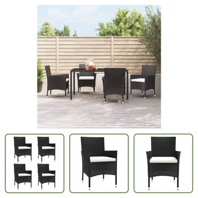 Produktbild von The Living Store Gartenstühle mit Kissen 4 Stk. Poly Rattan Schwarz