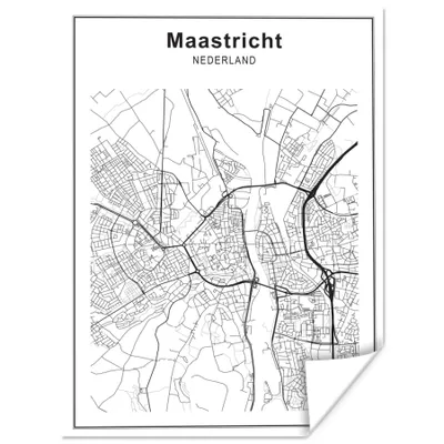 Produktbild von MuchoWow® Poster Stadtplan - Maastricht - Schwarz und weiß 120x160 cm - Wandbilder