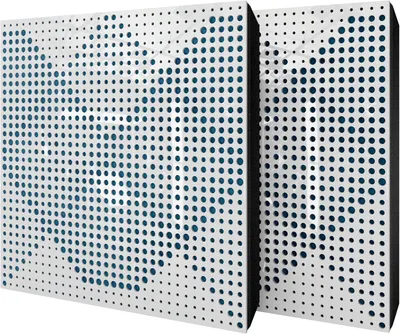 Produktbild von 4er-Set Akustikpaneele WILDS Samt 50x50x5 cm, Weißer Kunststoff/Blau
