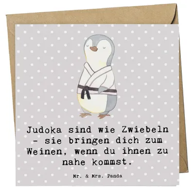 Produktbild von Mr. & Mrs. Panda Grußkarte Judo Zwiebel - Grau Pastell - Geschenk, Philosophie, Sport, Sportler Geschenke, anlasskarte, Teamsport, Techniken, faltkarte, Glückwunschkarte