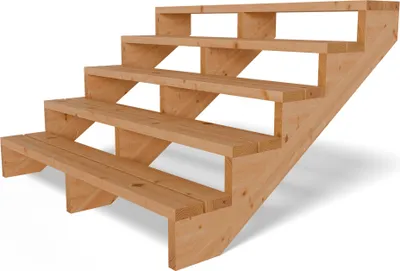 Produktbild von Terrassentreppe aus Lärche Treppe Stufen Wangentreppe Breite Größe: 5-stufig Breite: 150 cm