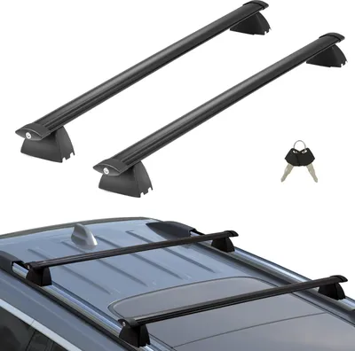 Produktbild von VEVOR Schwarze Dachträger-Querstangen, Kompatibel mit Jeep Grand Cherokee 2011–2021, mit Gerillten Seitenschienen, 90 kg Tragkraft, Aluminium-Querstangen mit Schlössern, für Dachgepäckträger usw.
