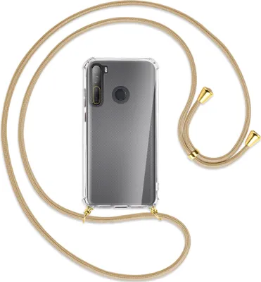 Produktbild von Handykette Backcover-Schutzhülle mit Band (Metall goldfarben) für HTC Desire 20 Pro - caramel