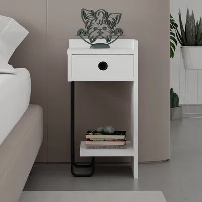 Image de Skye Decor, Sirius Right - White, Tables et tables de nuit, blanc, 32 x 61 x 30 cm