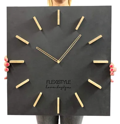 Image de Horloge murale EKO, sans tic-tac, noire, 50 cm