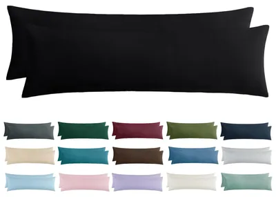 Produktbild von Kissenbezug 40x145 cm, 2 Stück - Kissenbezug für Seitenschläfer, 40 x 145 cm, schwarz mit Reißverschluss, aus weicher Mikrofaser,  .