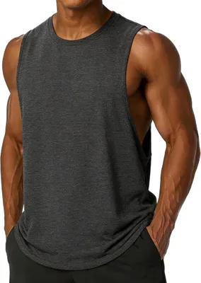 Produktbild von Sportliches Herren-Tanktop aus Polyester und Baumwolle mit Rundhalsausschnitt und weiten Armausschnitten – Fitness-Tanktop – Bodybuilding-Kleidung