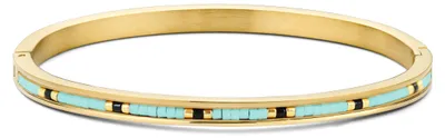 Produktbild von CO88 Collection 8CB-91159 Stalen Bangle met Miyuki Kralen - Turkoois - 58x49mm - Goudkleurig