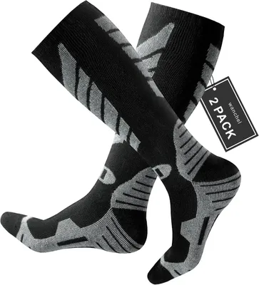 Productafbeelding van Merino skisokken - Set van 2 paar - Kniehoog - Thermosokken - Heren en dames