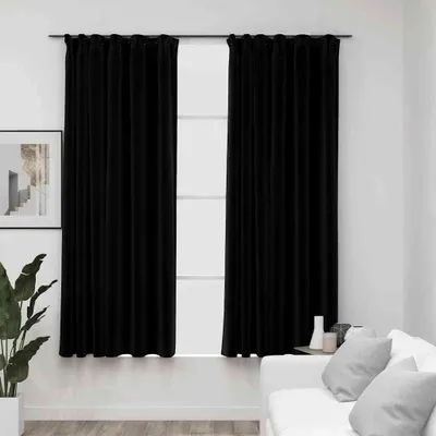 Obrázok produktu pre vidaXL zatemňovacie závesy Háčik plátno vzhľad 2ks čierna 140x175cm