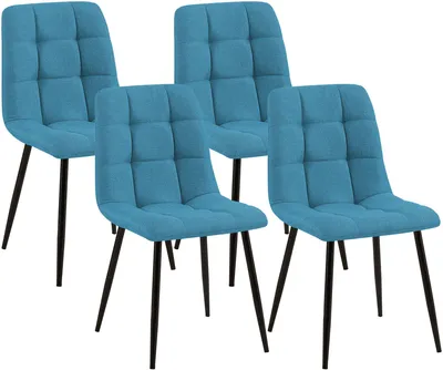 Produktbild von CLP 4er Set Esszimmerstuhl Tilde gepolstert mit Rückenlehne bis 150 kg belastbar hellblau Material Stoff, KI-generiertes Bild