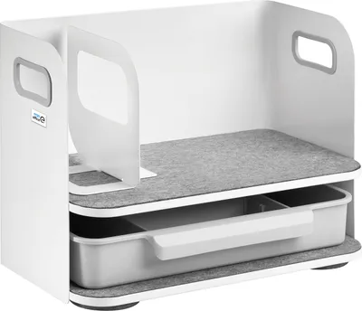 Produktbild von Schreibtisch-Organizer mit Schublade und Buchstütze Organizer für Büroutensilien Büro-Organizer Büroablage bis 10kg Weiß