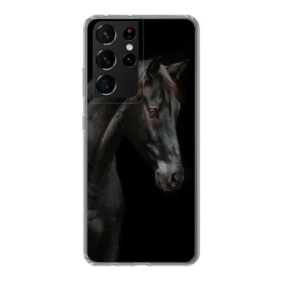Produktbild von MuchoWow® Handyhülle Schutzhülle Hülle für Samsung Galaxy S21 Ultra Pferd - Tiere - Schwarz - Porträt Silikon Softcase Handy Hülle - Mobiltelefon