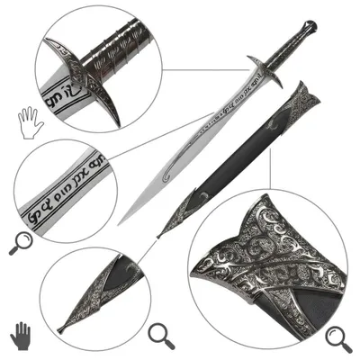 Imagen del producto de Decoración para el hogar de estilo fantasía: Daga decorativa con funda, diseño inspirado en películas, hoja de bambú, ideal para coleccionistas, 62 cm, modelo JT10712BK