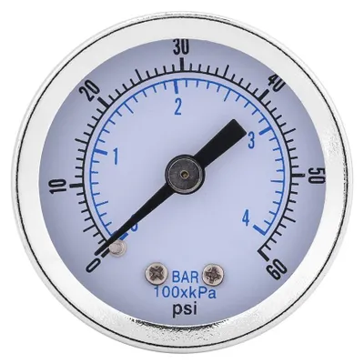 Manometer 40 mm, 0-60 PSI/0-4 bar, 1/8" NPT, Metallgehäuse