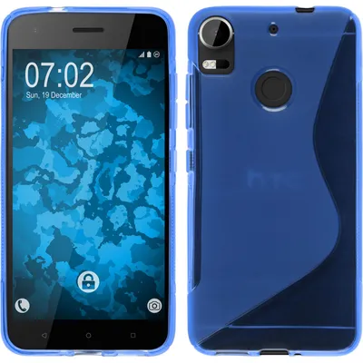 Produktbild von PhoneNatic Case kompatibel mit HTC Desire 10 Pro - blau Silikon Hülle S-Style + 2 Schutzfolien