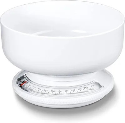 Productafbeelding van Unyqoos® Mechanische analoge keukenweegschaal, 2 kg – Precisieweegschaal tot 5 kg, afneembare kom van 2 liter, afleesbaarheid 25 gram, vaatwasmachinebestendig