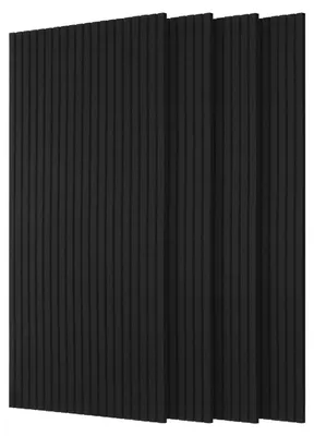 Immagine prodotto di Peviasot, 4 pannelli acustici autoadesivi, pannelli fonoassorbenti ad alta densità, pannelli murali a listelli verticali, colore nero