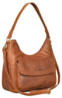 Produktbild von Benthill Damen Beutel aus Echt-Leder - Shopper aus Rindsleder - Handtasche mit Reißverschluss - Schultertasche / Ledertasche - Vintage Umhängetasche