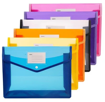 Produktbild von Dokumentenmappe A4 6 Stück 6 Farben Druckknopfverschluss PP 33x6x25cm